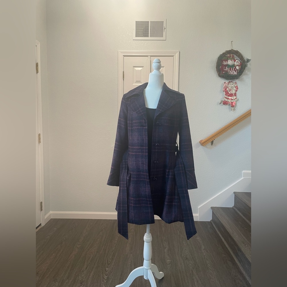 Sara Berman Black Women's Coat Blue/Plaid